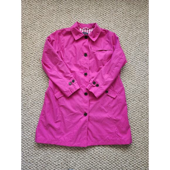 Land's End Women's XL(18-20) Pink Trench Coat w/Gingham-Patterned Lining - Picture 2 of 9
